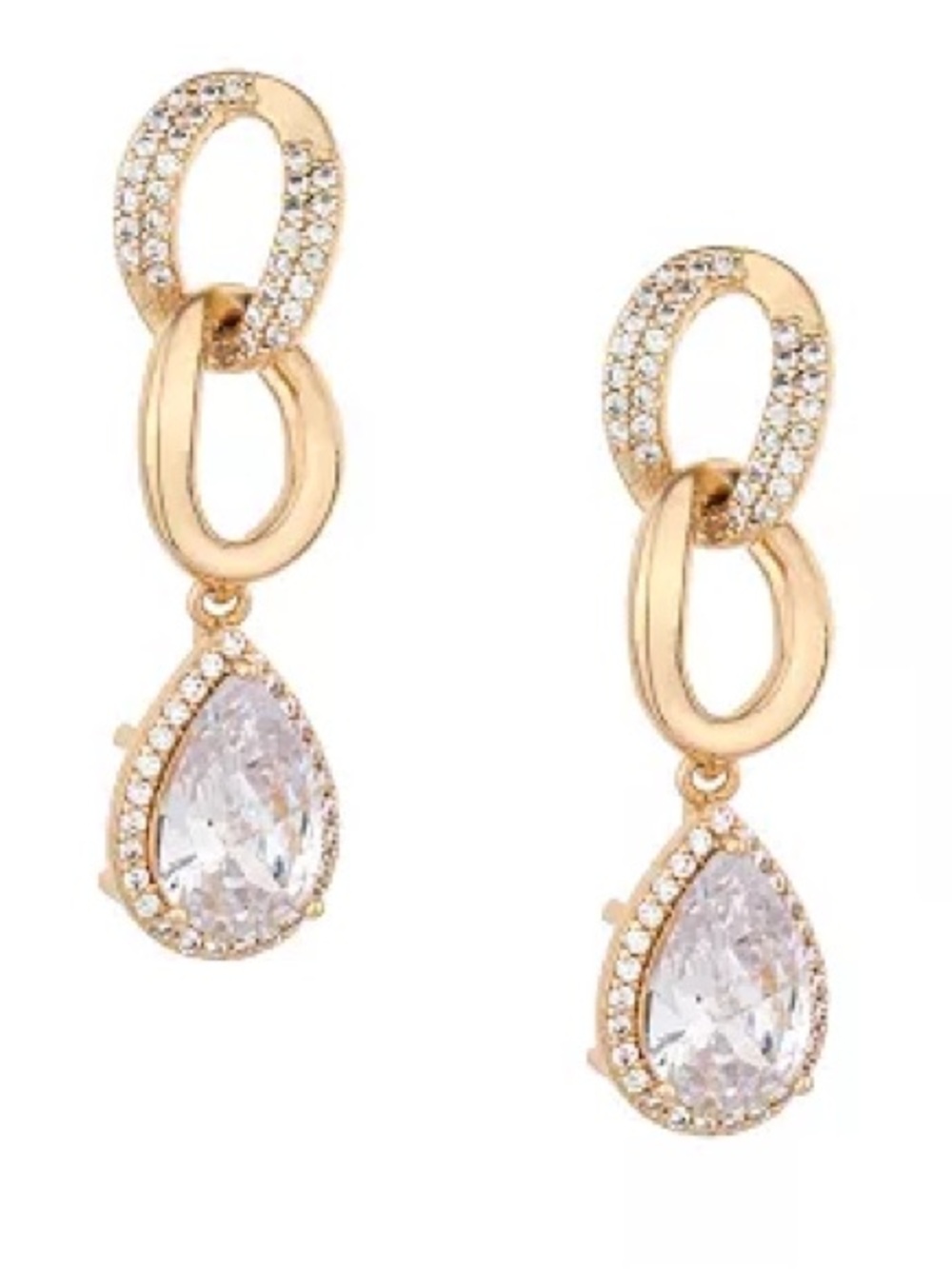 Ettika Crystal 18K Gold Plated Drop Earrings